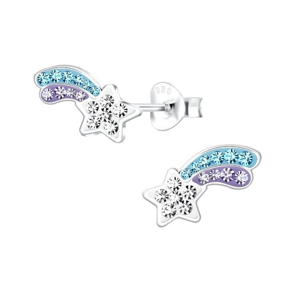 Silver Shooting Star Stud Earrings - Picture 2 of 2